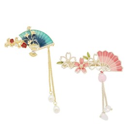 Hairpin Fashionable Bangs, Set of 2, Clip, Non-marking Hairpin, Cute, Flower, Bangs Pin, Fan Shape, Hair Clip, Hair Closure, Hair Ornament, Kimono, Hair Accessories, Women's, Girls, Birthday, Gift,