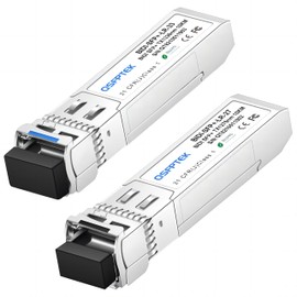 1 Pair 10G SFP+ Bidi Transceivers, 10gbe SFP LC Single-Mode Module, Bi-Directional Mini gbic for Cisco SFP-10G-BXD-I (1330nm-TX/1270nm-RX) / SFP-10G-BXU-I (1270nm-TX/1330nm-RX),10KM, with DDM