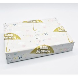 Party Angels 2 Sheets Baby Shower Unisex Golden Umbrella Wrapping Paper New Baby Arrival Gift Wrap Boy or Girl (BGC)