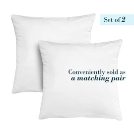 Mocassi Premium Ultra Soft Throw Pillow Inserts Pack of 2 Soft Poly-Cotton Cover with Siliconized Fiber Fill - Set of 2 Fluffy Cozy Sofa Bed Couch Decorative 20x20 Inches White Cushion Inserts