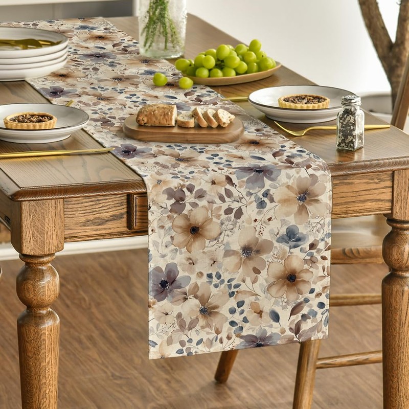 Poppy Floral 210 GSM Spring Table Runner, Seasonal Summer Fall