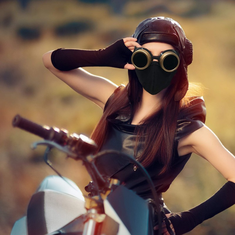 Cyber goth punk face mask Steampunk goggles glasses costume cosplay