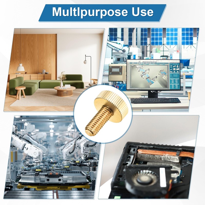 M METERXITY 10-Pack Knurled Thumb Screws, M8x20mm Solid Brass Flat