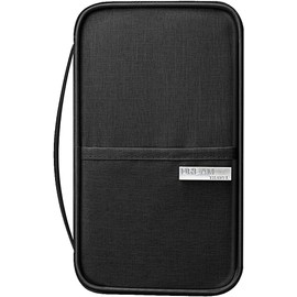 Cartera para Pasaporte de Viaje - Funda Pasaporte Organizador Bolsa Multifuncional para Almacenamiento de Documentos de Viaje con Cremallera Impermeable Unisex para Familiar de Gran Capacidad (Negro)