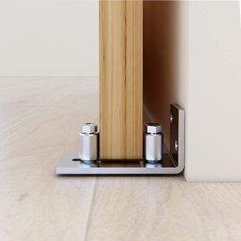 JUBEST Barn Door Floor Guide - Stainless Steel Adjustable Roller Wall Mounted Floor Guide for Door Thick Up to 2 1/8 inches, Flush Bottom Design, Smoothly and Quietly,Set of 2