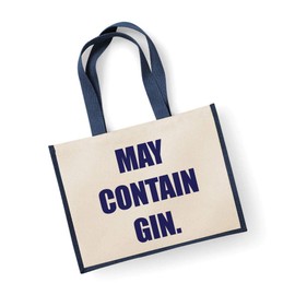 60 Second Makeover Limited Large Jute Bag May Contain Gin Navy Blue Bag