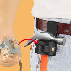 quipuda Genuine Leather Hammer Holder for Belt, Hammer Loop, Practical Tool Belt for Hammer, Axe Holder, Hammer Holster, Loop Clip for Tape Holder