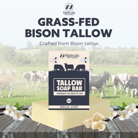 Beef Tallow Soap Bar – All Natural Grass Fed Tallow Soap Vanilla – Moisturizing Face & Body Wash Great for Eczema, Dry, Itchy, Sensitive Skin – Handcrafted Bath Soap for Adults, Kids, Made in USA