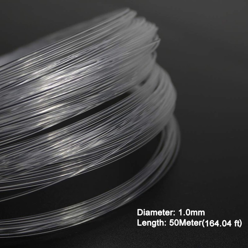 AZIMOM PMMA Plastic End Glow Fiber Optic Cable 1mm(0.04in) 50m(164ft)/Roll