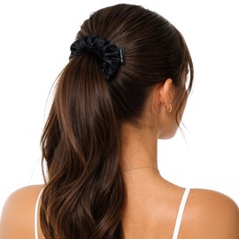 Casa Della Silk Grande Mulberry Silk Scrunchies x3 – Large – Midnight Noir