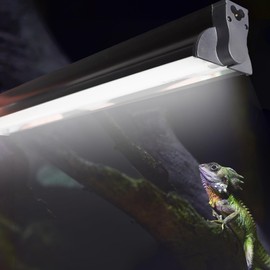 Hypool T8 Strip UVB UVA Reptile Lighting Fixture with 18-Inch 15 Watt UVB 10.0 Fluorescent Bulb Combo Kit, 10-Percent UVB Desert Pet Habitat Light for Reptiles Amphibian Black