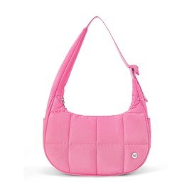 WESTBRONCO Small Puffer Crescent Shoulder Bag for Women, Nylon Quilted Shoulder Purses, Puffy Handbags with Adjustable Strap