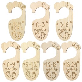 Premium Wood Baby Wardrobe Dividers,Set of 7,from Newborn to 24 Month,Baby Closet Organizers,Nursery Decor,Baby Clothes Organizers (Style 3)