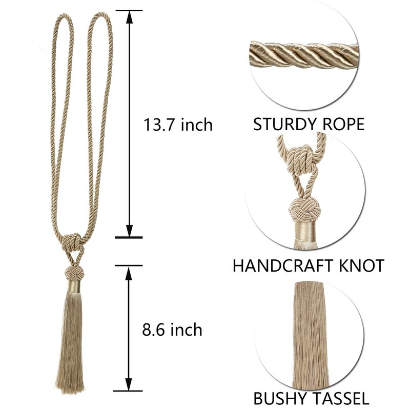 BEL AVENIR Curtain Tiebacks Hand-Woven Holdbacks Home Decorative Tassels Tiebacks