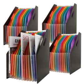 AKOLAFE 4 Pack 13 Pocket Expanding File Folder with Divider A4 Expandable File Folder Letter Size Portable Accordion File Organizer Box with Folders for Documents Filing Important Paper Bill Receipt