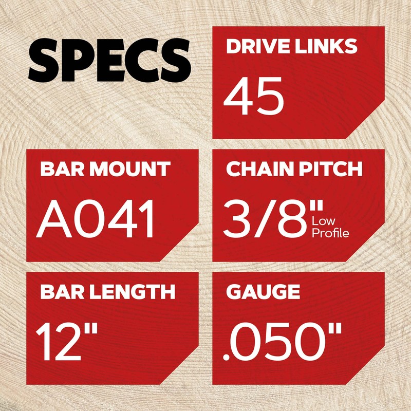 Oregon 12” Chainsaw Bar & S45 Chain, Fits Echo, Makita,