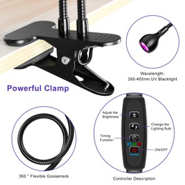 roperry 3W 395NM LED Black Light, Flexible Gooseneck UV Blacklight for Satin Detection, Lamp for Blacklight Poster, Blacklight Party, Ultraviolet Curing Lamp for Fluorescent Paint