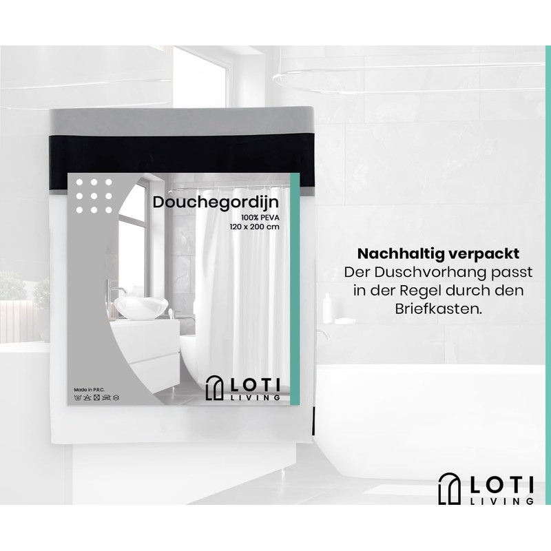 Loti Living Anti-Mould Shower Curtain 120 x 200 cm -
