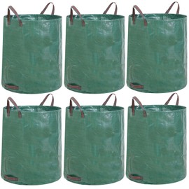 JERIA 6-Pack 72 Gallons Reusable Garden Waste Bags with 4 Handles,Lawn Pool Garden Heavy Duty Waste Bag for Loading Leaf,Trash,Yard Waste Bags (H30" X D26")