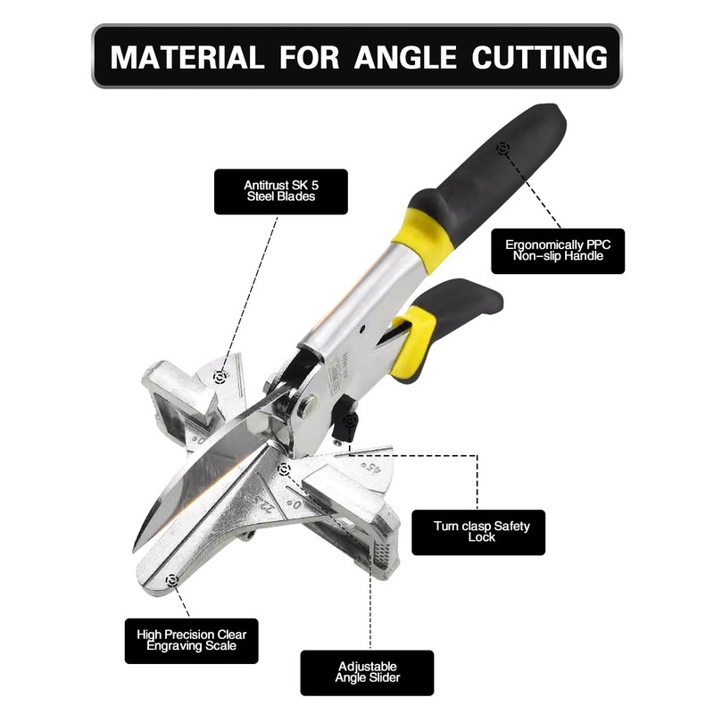 HOHXEN 22.5°-45° Angle Mitre Shear Cutter Multifunctional Scissors Quarter Round