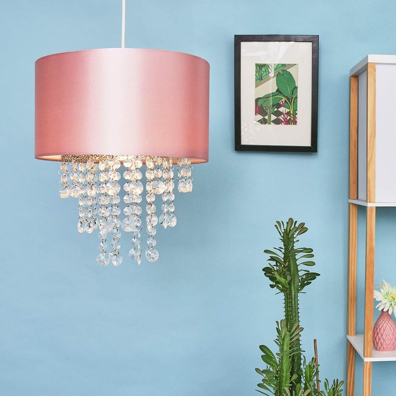 MiniSun Modern Pink Cylinder Ceiling Pendant Light Shade with Clear