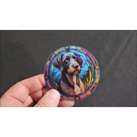 Gulf Coast Laser Graphics German Wirehaired Pointer Stained Glass Design Holographic Ornament