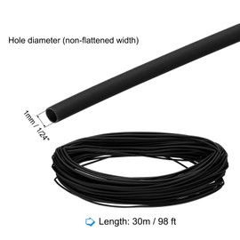 MECCANIXITY Heat Shrink Tubing, 1/24 Inch ID 98 ft Long 2:1 Ratio Polyolefin Heat Shrink Cable Sleeve for Electrical Wire Insulation, Cable Management, Black