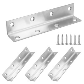 Redunest L Bracket, Heavy Duty Corner Brace, 4 Pack 5.51" Metal Shelf Bracket Angle Bracket for Shelves, Polished Silver Stainless Steel Braces for Wood Furniture,140mm Overall Length