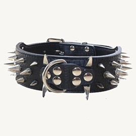 Collar de perro afilado con tachuelas de 2 pulgadas de ancho, elegante collar de cuero para perros medianos y grandes, Pitbull, labrador, boxer, Rottweiler, pastor alemán (negro, XL)