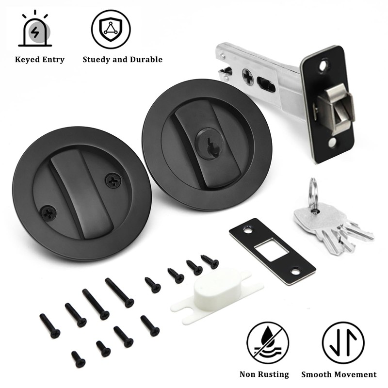 Dontay Pocket Door Lock with Key, Contemporary Entrance Sliding Barn