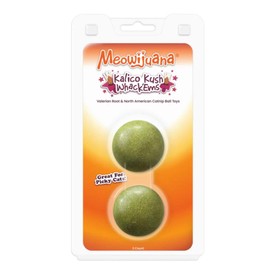 Meowijuana Compressed Catnip Ball Refill - 2 Pack | Kalico Kush | Interactive Cat Toy Refill | Potent Hand Harvested Catnip Grown in North America