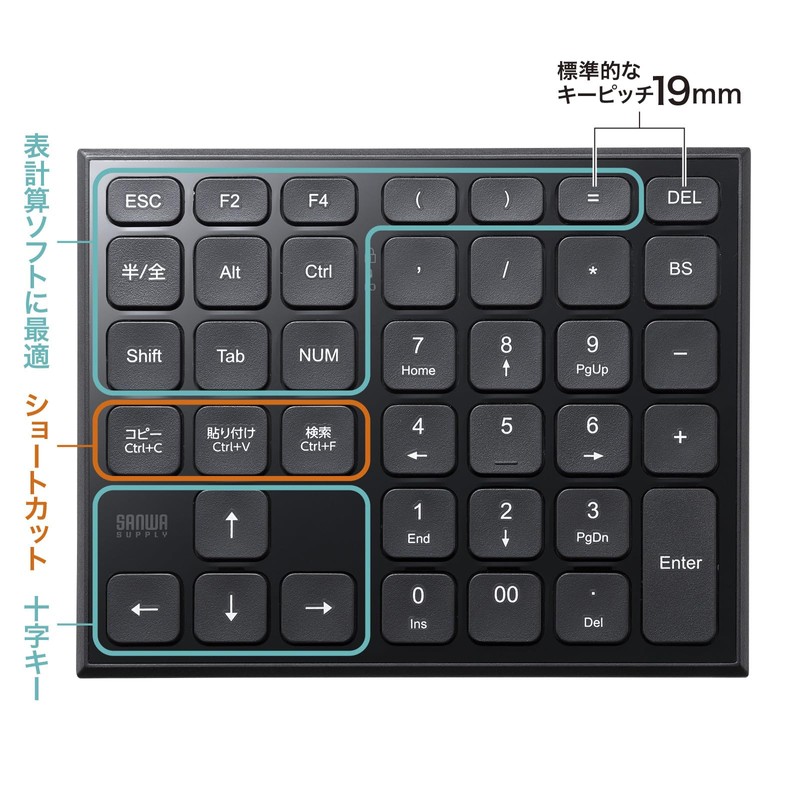 Sanwa Supply NT-WL27BK Spreadsheet Wireless Tenkey