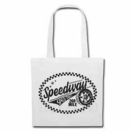 'Shoulder bag "Speedway 260 Mile Outdoor Motorcycle Chopper Gothic Motorcycle Skull Motorcycle Club Bike Route 66 Shopping Bag School Bag Gym Bag in White