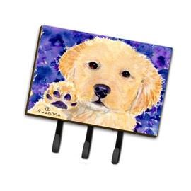 Caroline's Treasures SS8903TH68 Golden Retriever Leash or Key Holder, Wall Hooks, Key Hooks Holder, Coat Rack Wall Mount, Coat Hooks, Hooks for Hanging Keys, Towels, Aprons, Leashes,