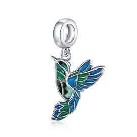 VENACOLY Hummingbird Charm for Bracelet Sterling Silver Hummingbird Beads Charm for Necklace Bird Jewelry for Women