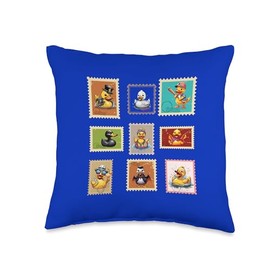 Cruise Ducks Stamps Coquette Whimsical Retro Vintage Fun Throw Pillow