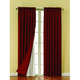 Eclipse Solid Blackout Thermal Insulated Window Curtain Liners With Drapery Hooks For Easy Attachment, Noise Reduction, Two Panels, 54" x 92", White