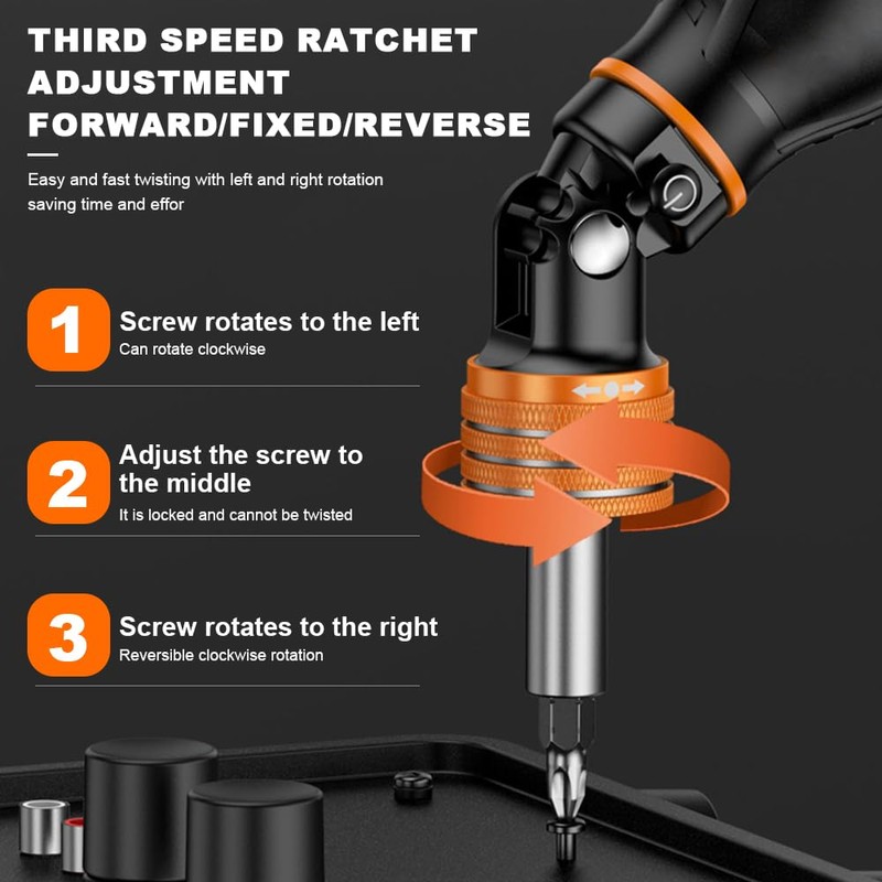flintronic Screwdriver, Magnetic Ratchet Screwdriver, Magnetic Tip, Kraftform Compact Stubby