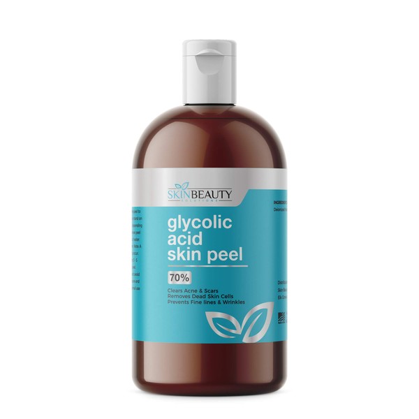 GLYCOLIC Acid 70% Skin Chemical Peel -- Unbuffered - Alpha Hydroxy (AHA) For Acne, Oily Skin, Wrinkles, Blackheads, Large Pores,Dull Skin (8oz / 240ml)