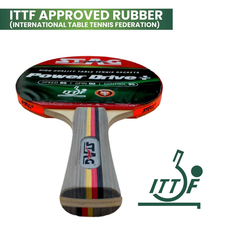 Stag Power Drive Plus Table Tennis Racquet(Multi- Colour, 174 Grams,