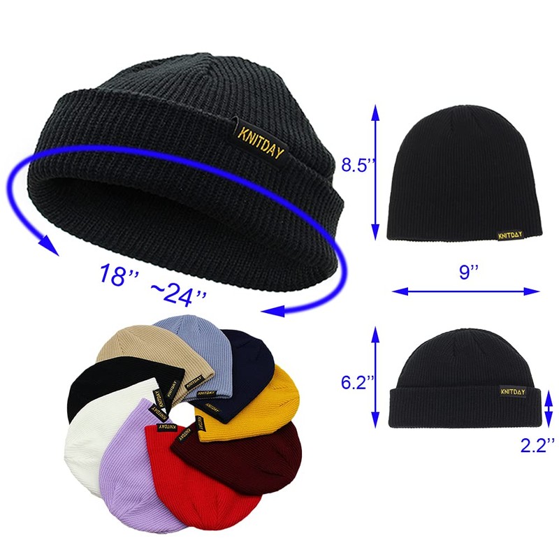 KNITDAY - Gorro corto de punto de pesca con diseño