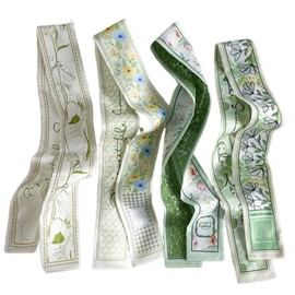 OULIGET Printed Small Scarf,Head Scarf for Hair,Multi Purpose Hair Band Long Scarf Hair Band Floral Hair Tie,4 Pieces (Green)