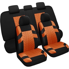 VarCozy - Juego completo de fundas de asiento de coche, banco delantero y trasero dividido para coche, tela universal, SUV, sedán, furgoneta,