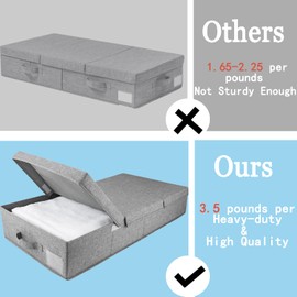 Corodo Large Under Crib Storage, 2 Pack Sturdy Underbed Storage Containers, Foldable Clothes Storage Bins for Blankets, Pillows, Shoes