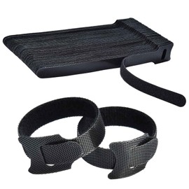 Eastrise 100-Pack Reusable Cable Ties (150x12mm) | Black Hook-and-Loop Nylon Velcro Straps | Heavy-Duty Cable Organiser for Headphones, Electronics & Under-Desk Management (Black/100 Pcs)