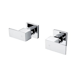 Decaura Square Shower Mixer Taps Wall Top Assemblies 1/4 Turn Twin Bath Faucets