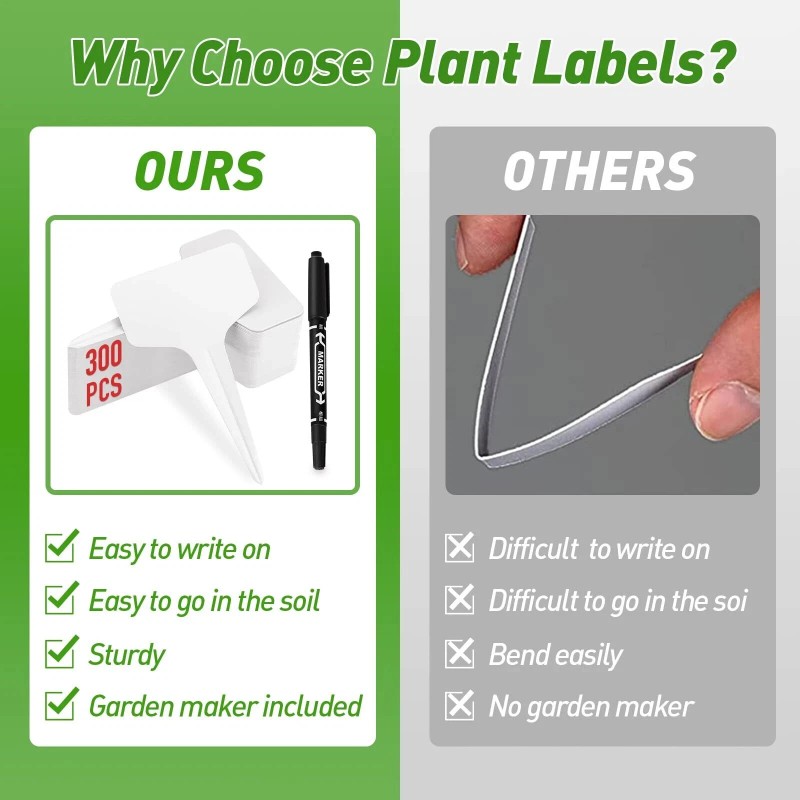 Dmsky 300Pcs T-Type Plant Labels 10 x 6cm White Plant