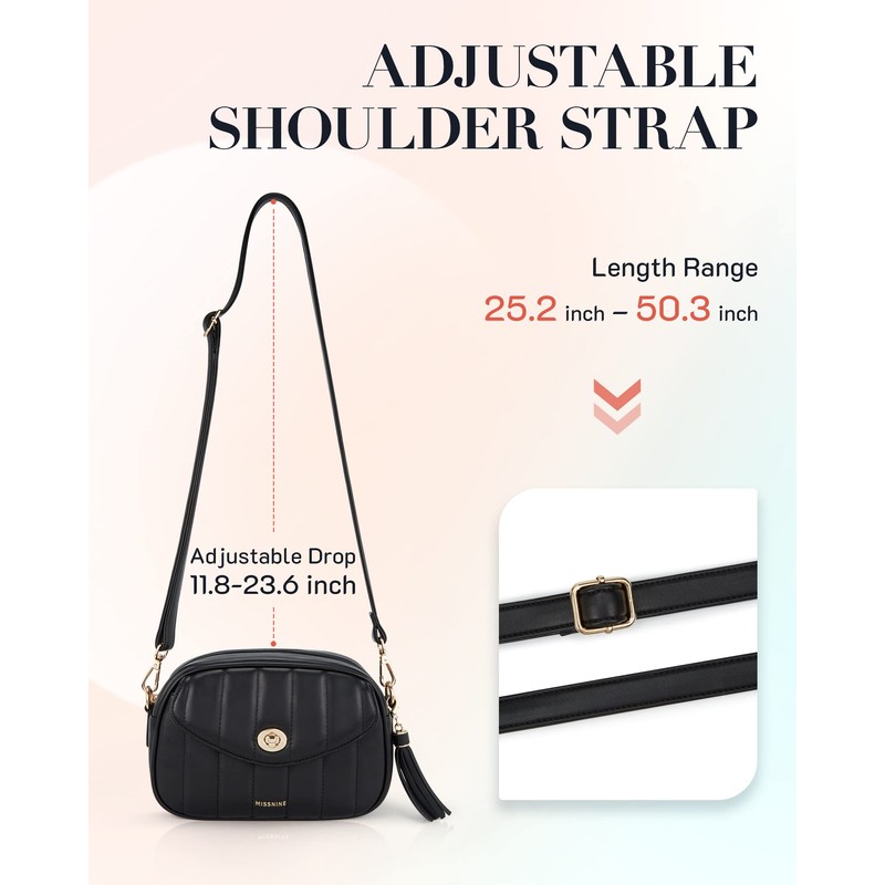 Missnine Women Shoulder Bag PU Leather Shell Bag, black