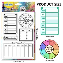 CHGCRAFT Schedule Clear Stamps Weekly Plan Transparent Stamps Silicone Clear Stamp Seals for DIY Scrapbooking Photo Album Decoration, 4.3x6.3 inch