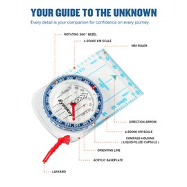 Eyeskey Ultra-Light Compass,Compact Hiking&Mountaineering, Accurate Orienteering Compass with Map Scales for Backpacking, Trekking & Scout Navigation